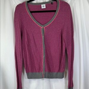 CAbi Women's Pink and Gray Sweater Style #3013 Sz Lg